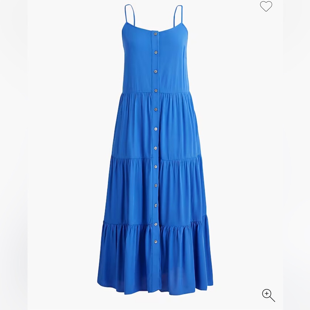 NWT J. Crew Tiered Midi Dress in Bright Grotto Blue, size 6